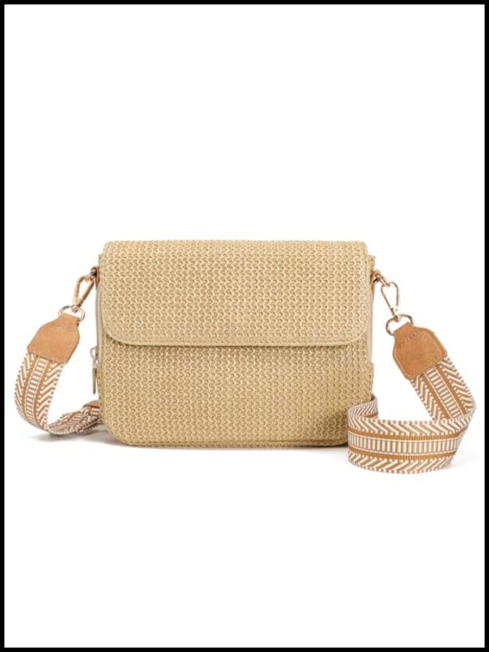 Faux Straw Crossbody Bag Woven Sling Purse Beach Travel